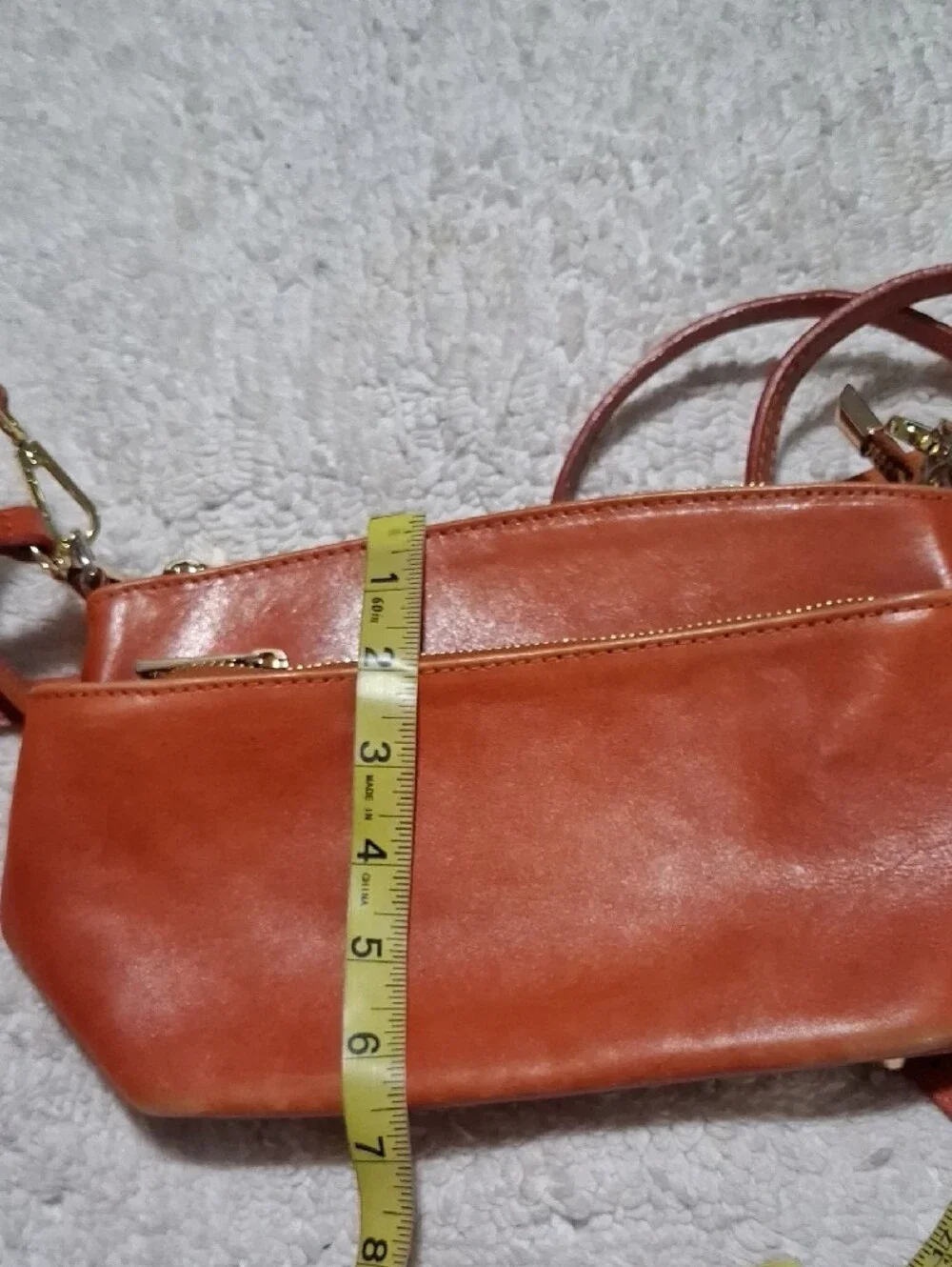 Women's Leather Crossbody Bag in Burnt Orange